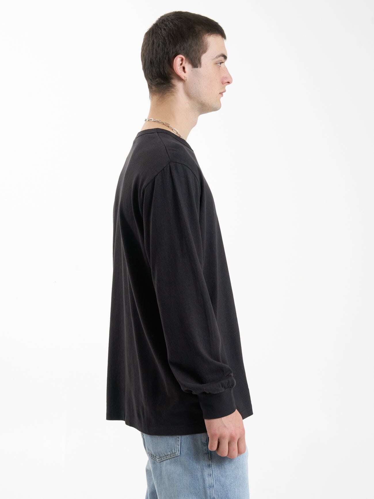 Hemp Thrills Embro Merch Fit Long Sleeve Tee - Black