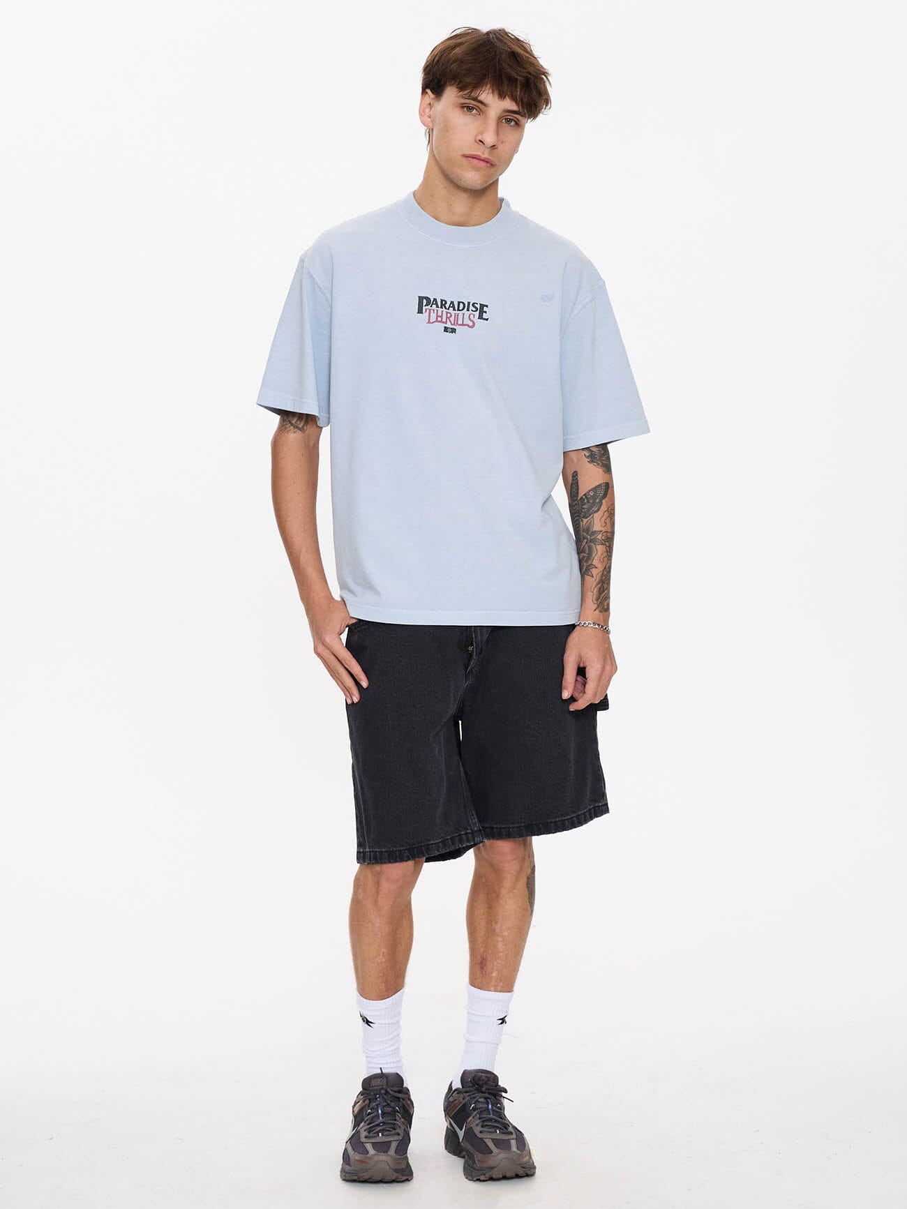 Paradise Valley Box Fit Cropped Tee - Baby Blue