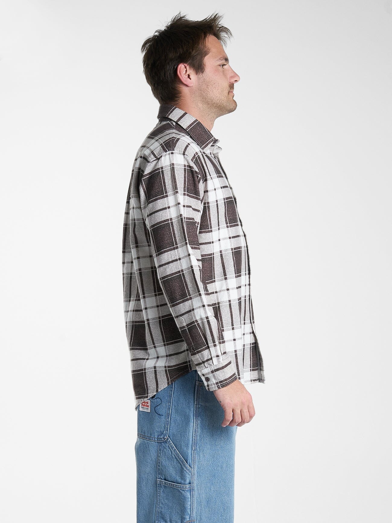 Hard Yakka X Thrills Flannel Sleeve Shirt - Postal Brown