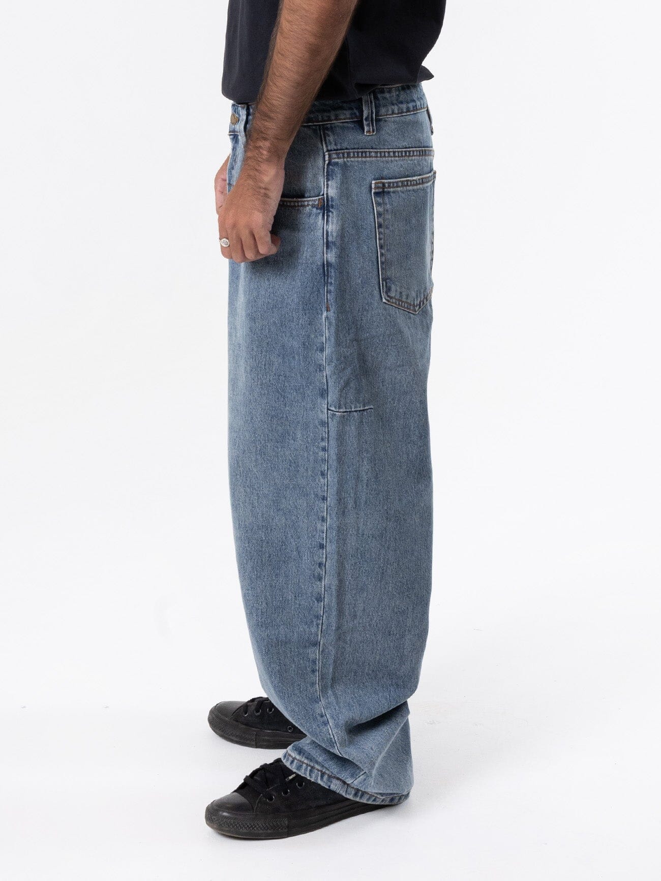 Biggest Slacker Big Baggy Denim Jean - Dirty Weathered Blue