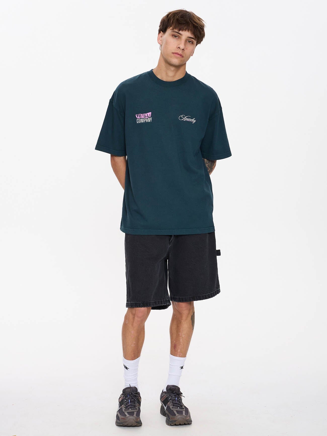 Total Anarchy Box Fit Cropped Tee - Deep Teal