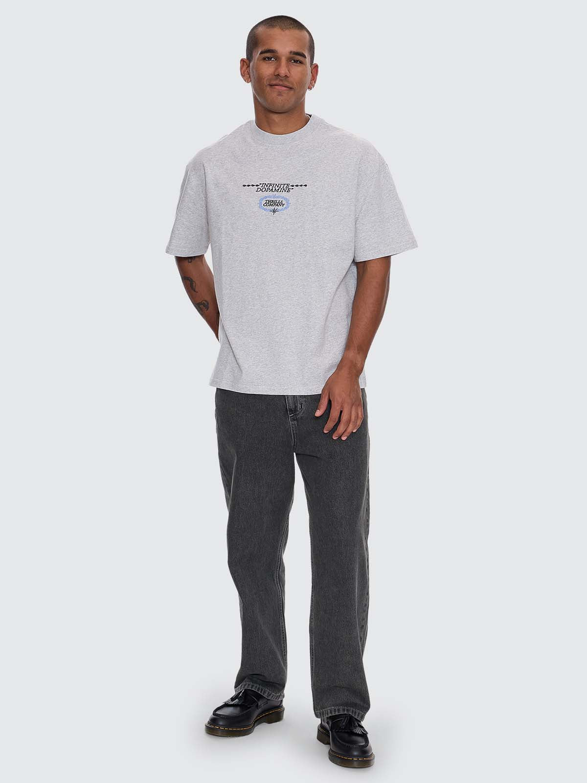 Infinite Dopamine Box Fit Oversize Tee - Snow Marle XS