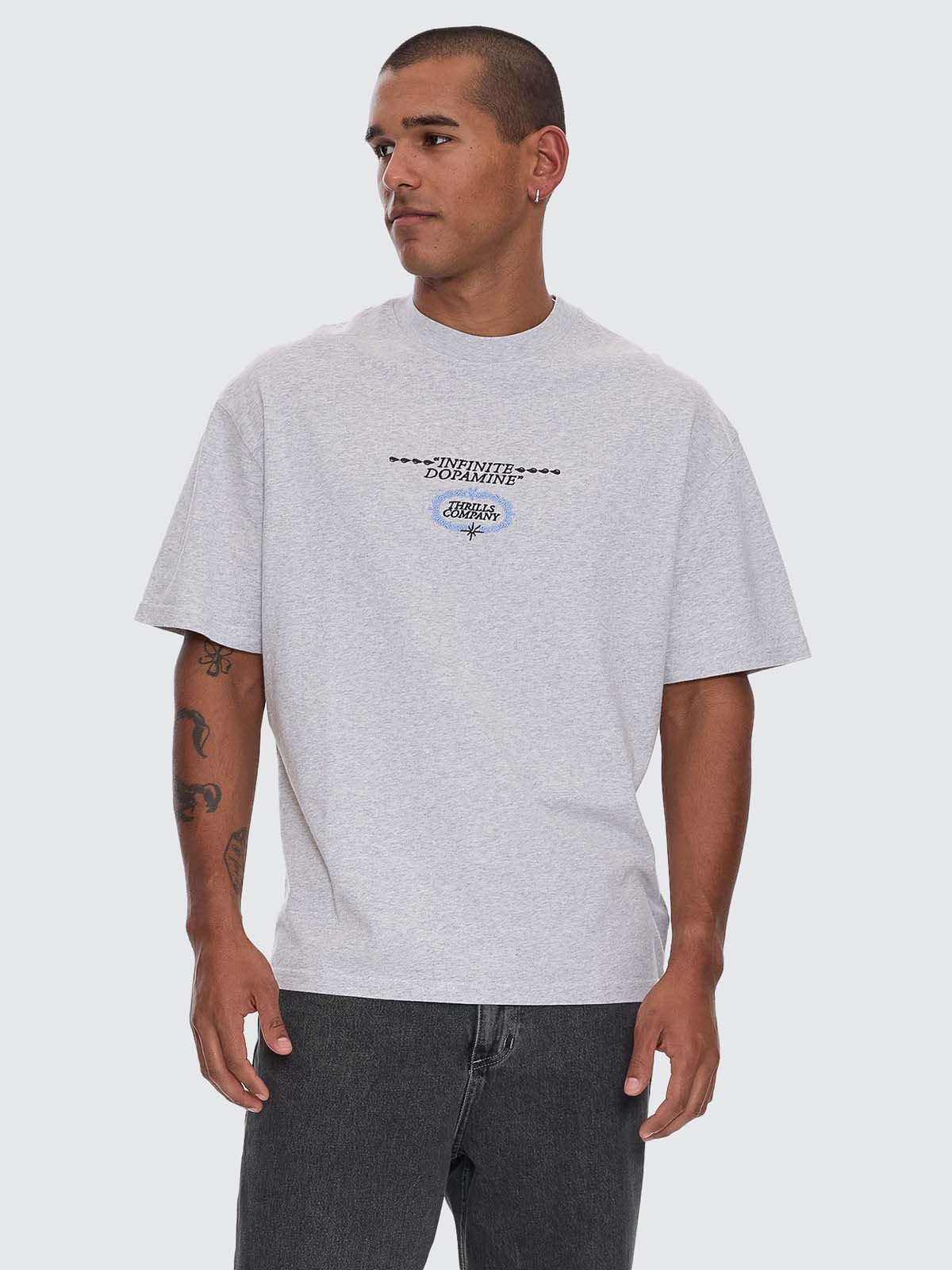 Infinite Dopamine Box Fit Oversize Tee - Snow Marle XS