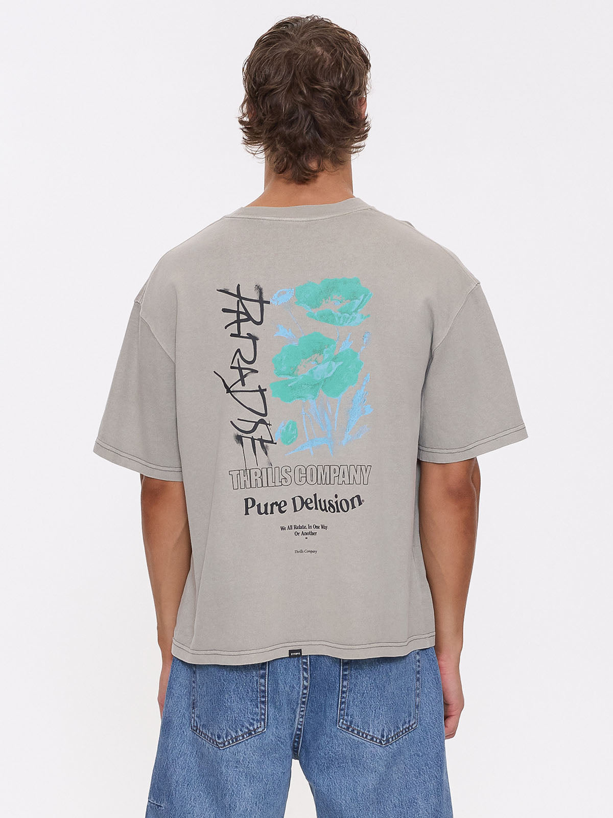 Pure Delusion Box Fit Cropped Tee - Fog