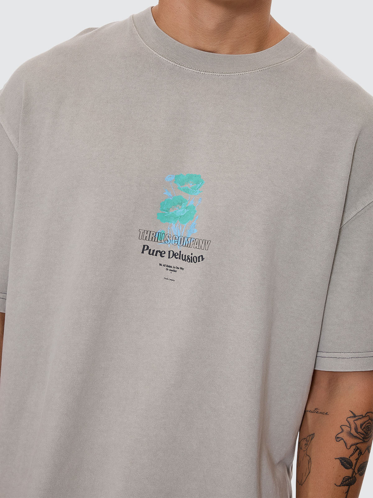 Pure Delusion Box Fit Cropped Tee - Fog