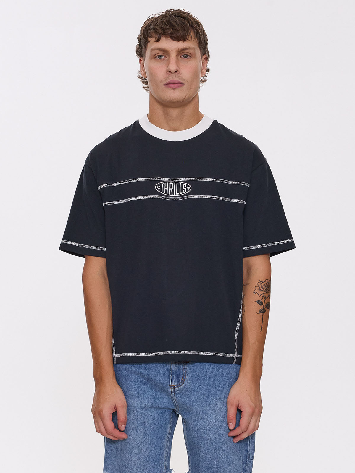 Consequence Box Fit Cropped Tee - Washed Black