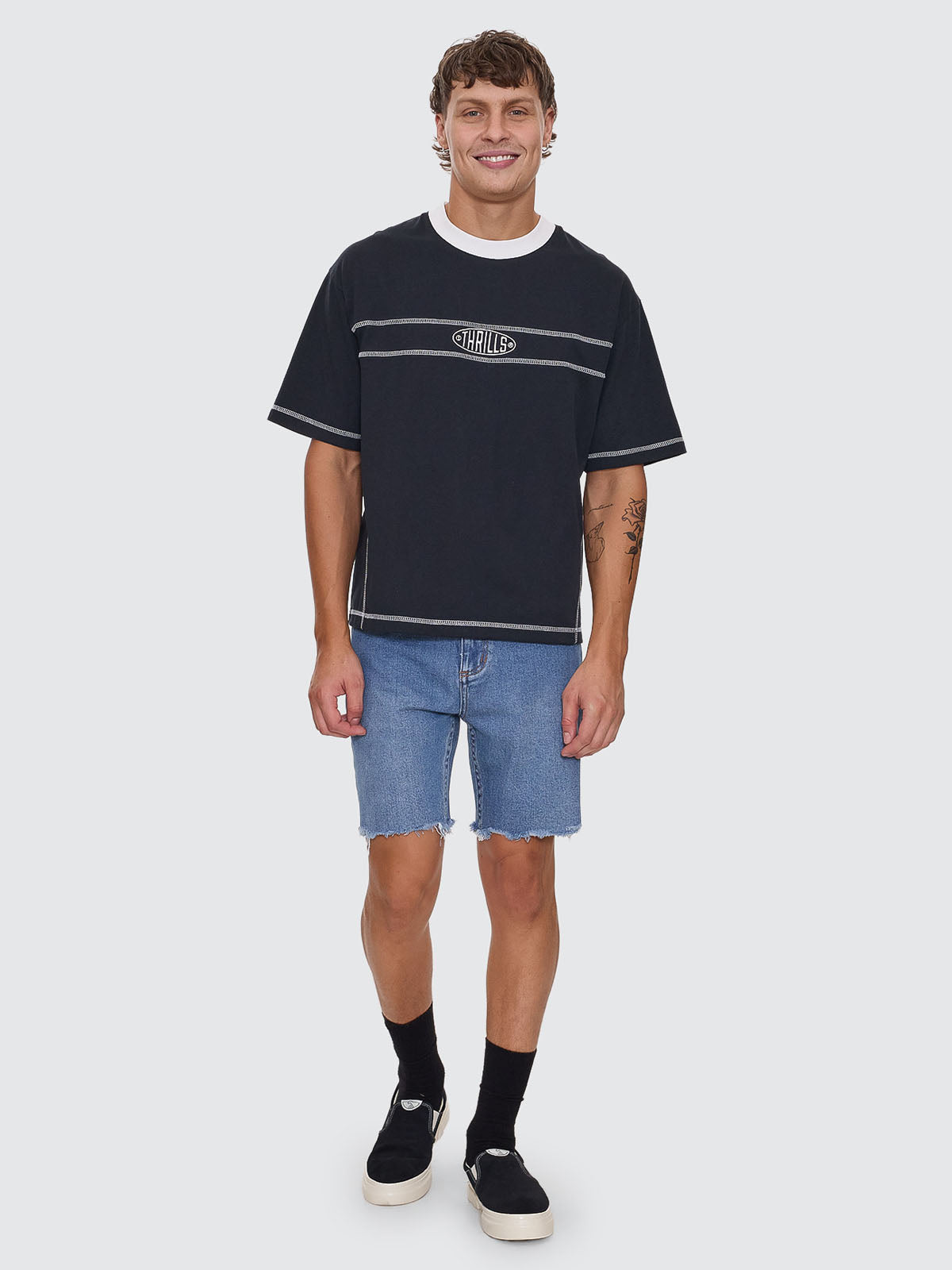 Consequence Box Fit Cropped Tee - Washed Black
