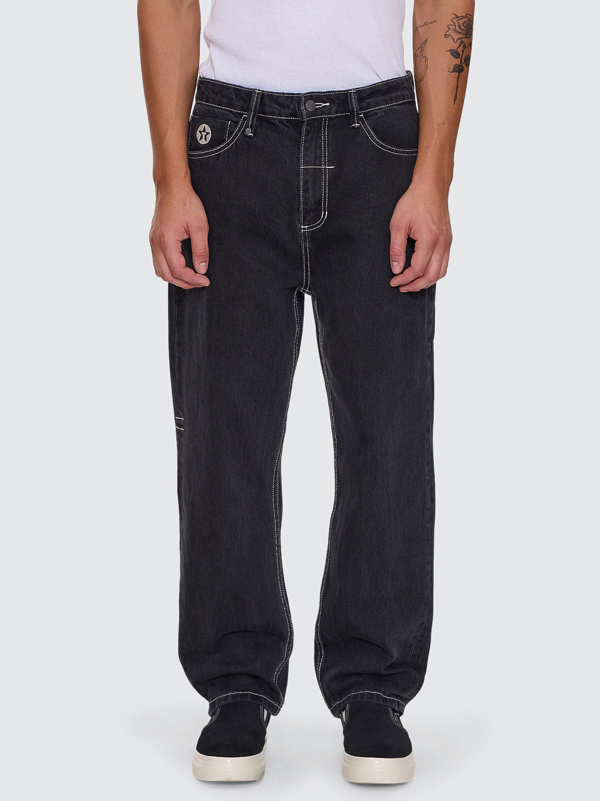 Double Time Slacker Relaxed Denim Jean - Aged Black