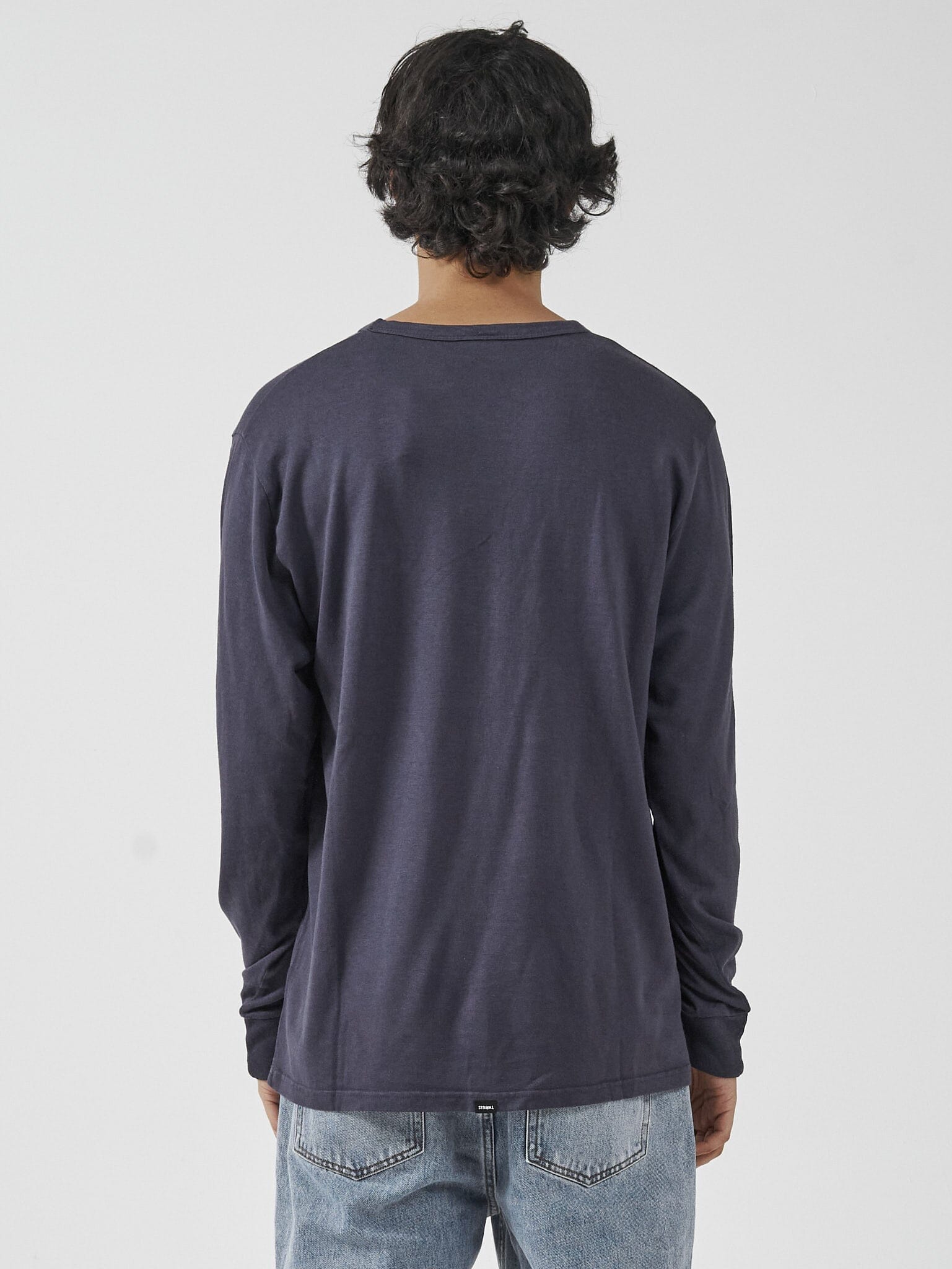 Hemp Thrills Embro Merch Fit Long Sleeve Tee - Marine Blue