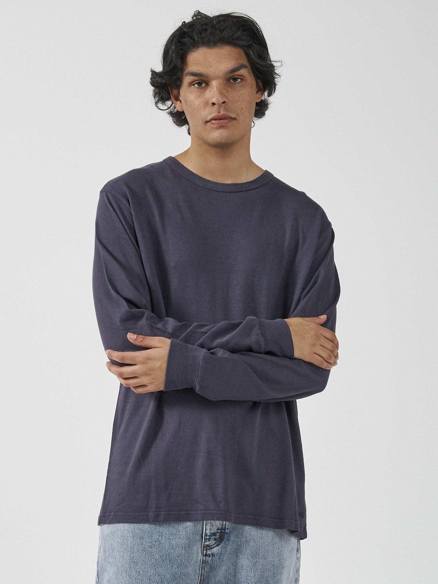 Hemp Thrills Embro Merch Fit Long Sleeve Tee - Marine Blue