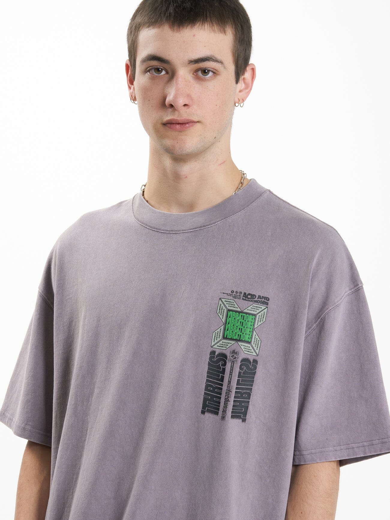 Vibrations Box Fit Oversize Tee - Mineral Gray