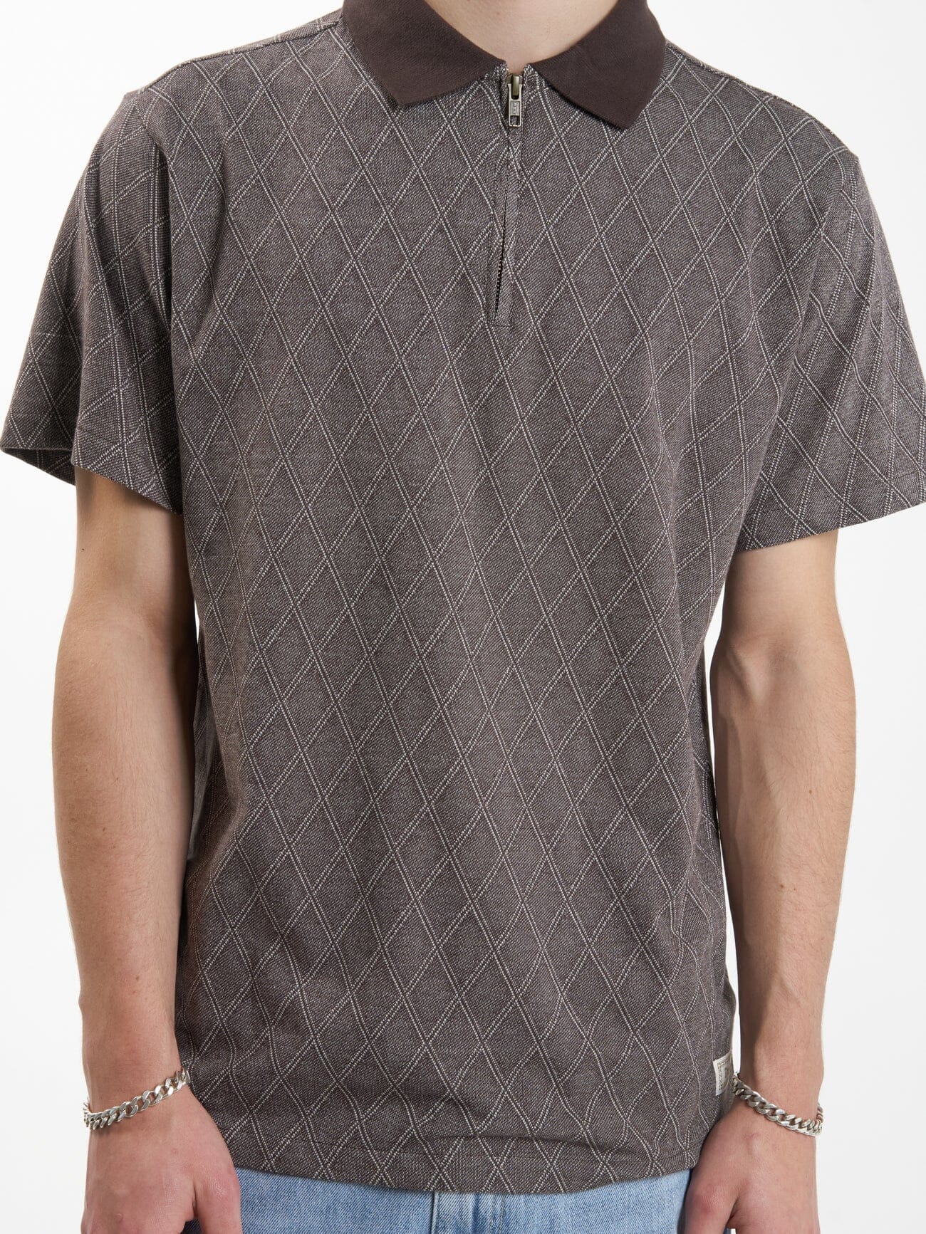 Linked Quarter Zip Polo - Chocolate Plum