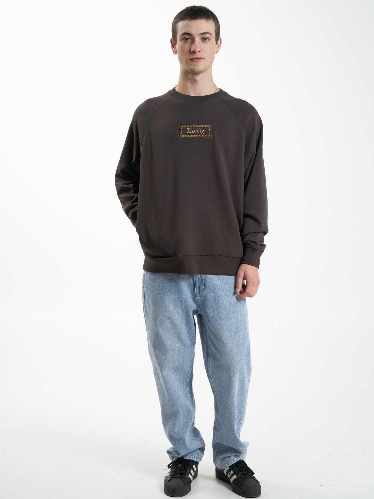Linked Oversize Raglan Crew - Chocolate Plum
