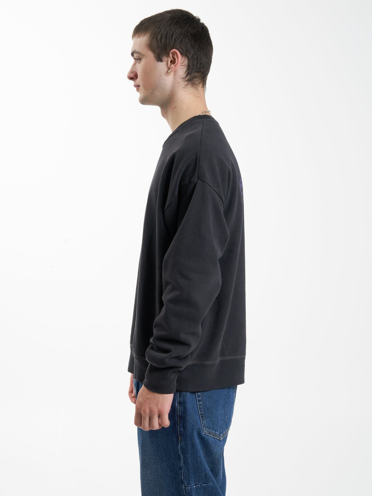 Modern Spiritualism Slouch Fit Crew - Washed Black