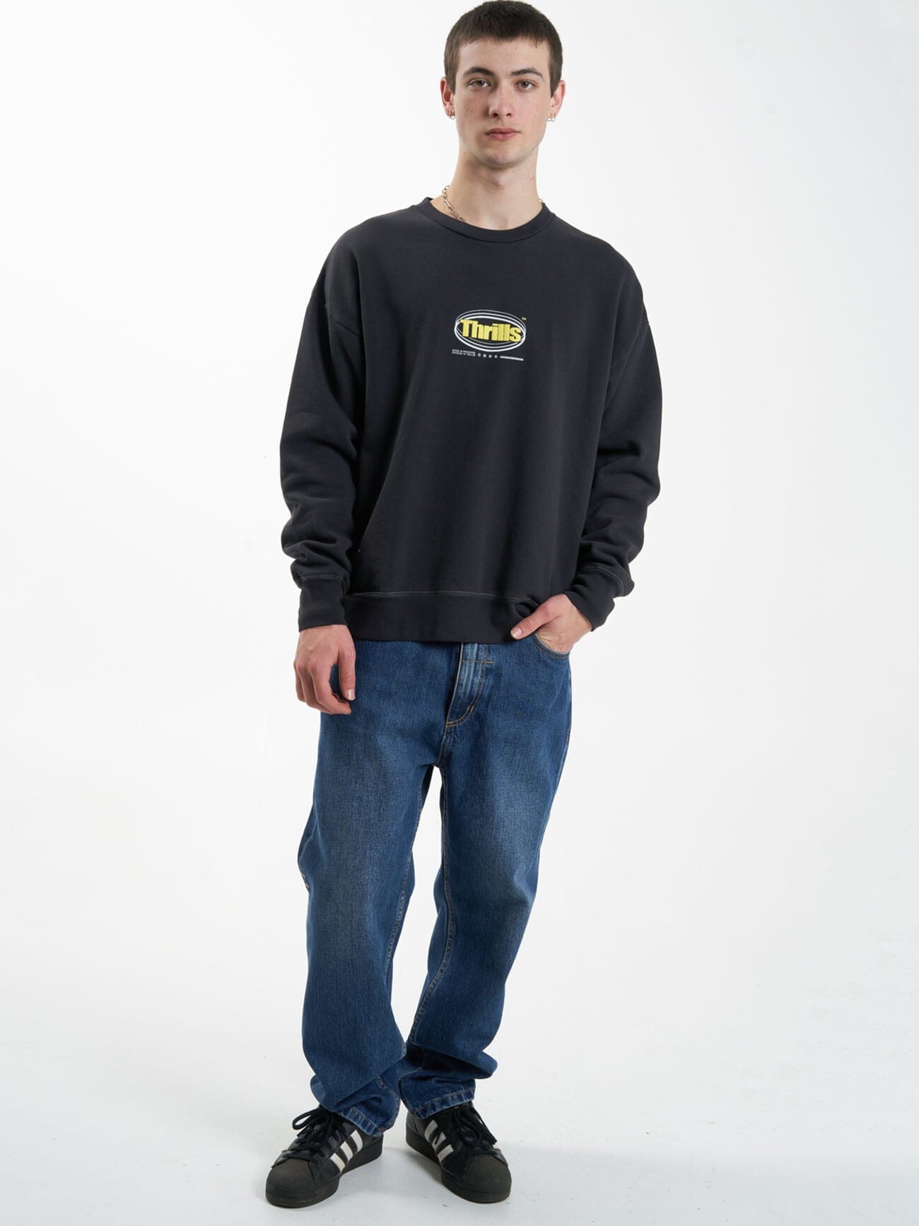 Modern Spiritualism Slouch Fit Crew - Washed Black