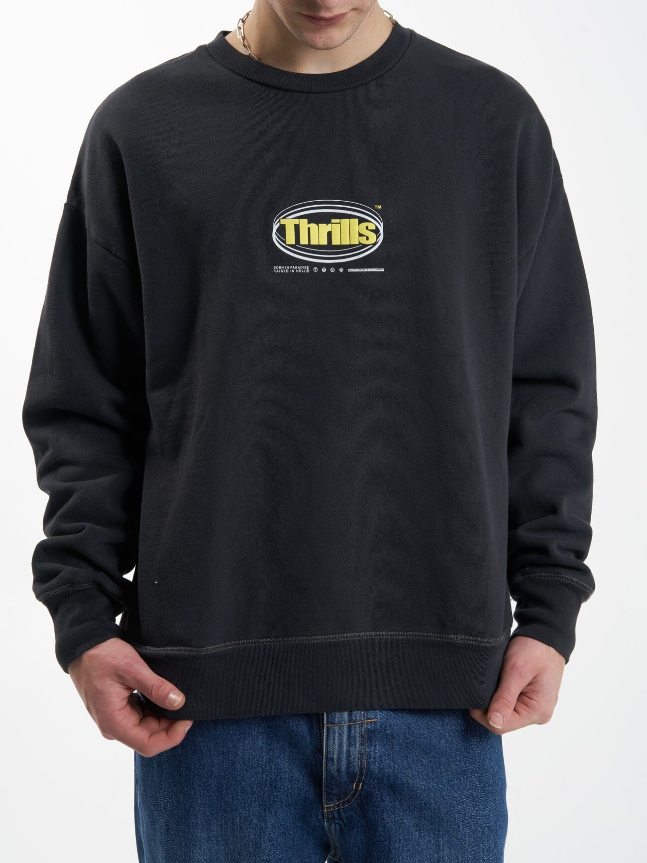 Modern Spiritualism Slouch Fit Crew - Washed Black