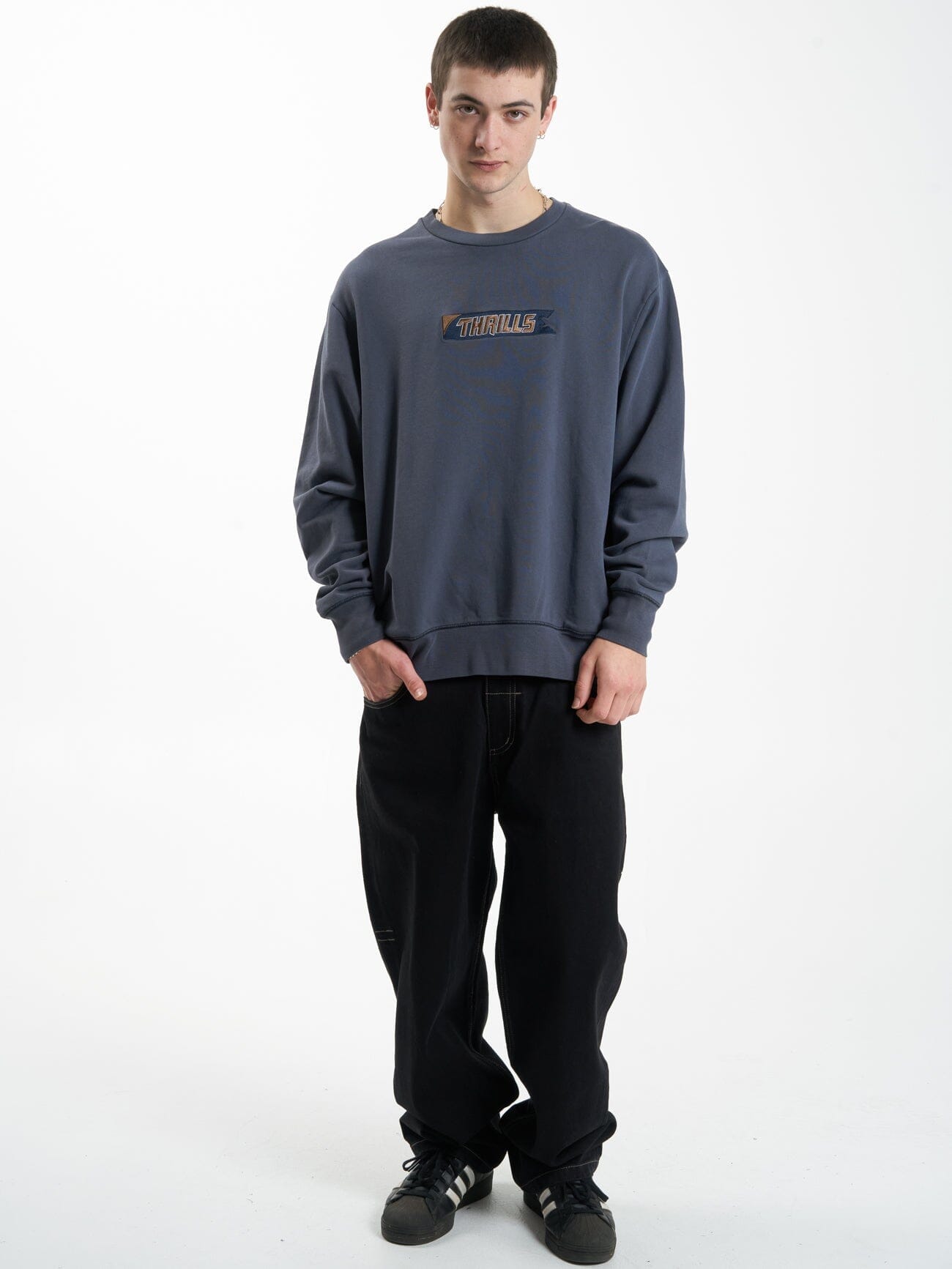 Hell Raising Bronco Oversize Crew - Slate