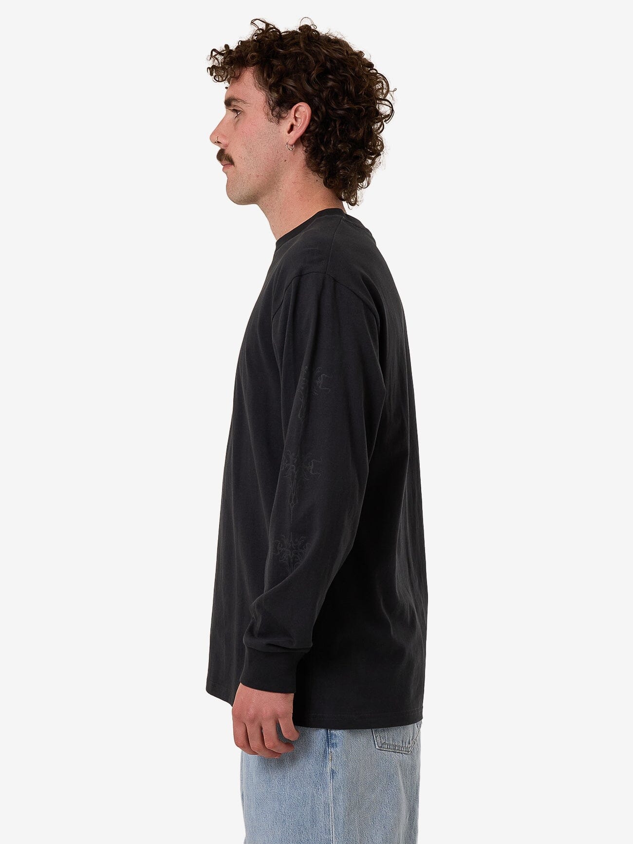 Filter Oversize Fit Long Sleeve Tee - Faded Black XS