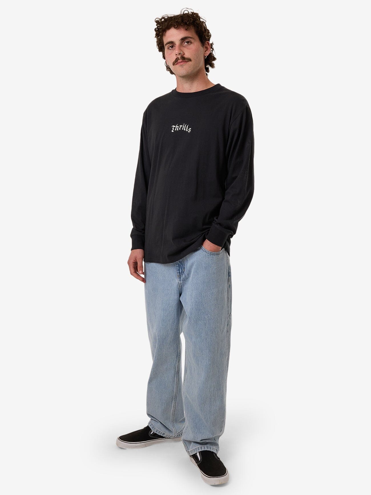 Filter Oversize Fit Long Sleeve Tee - Faded Black XS