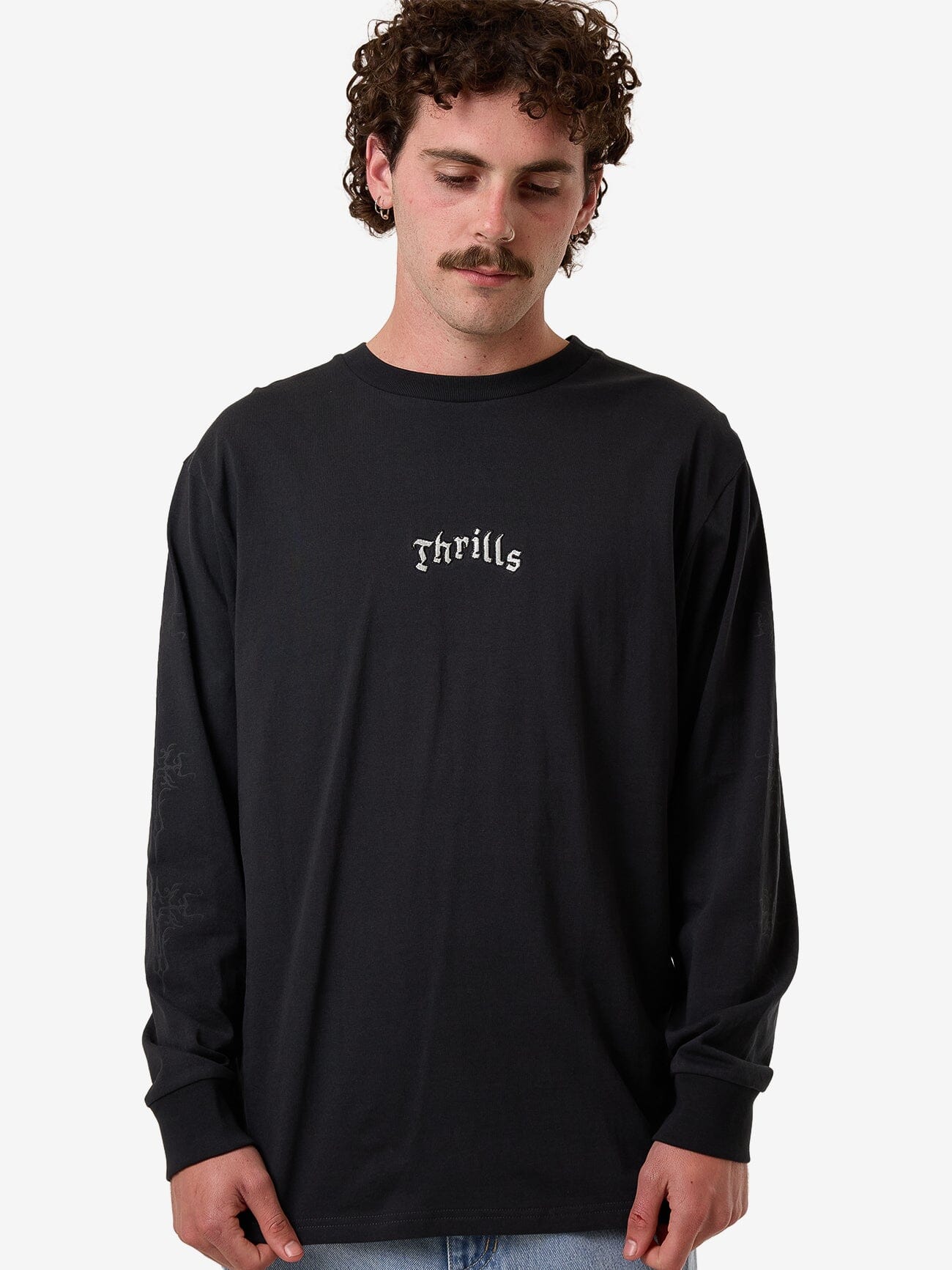 Filter Oversize Fit Long Sleeve Tee - Faded Black XS