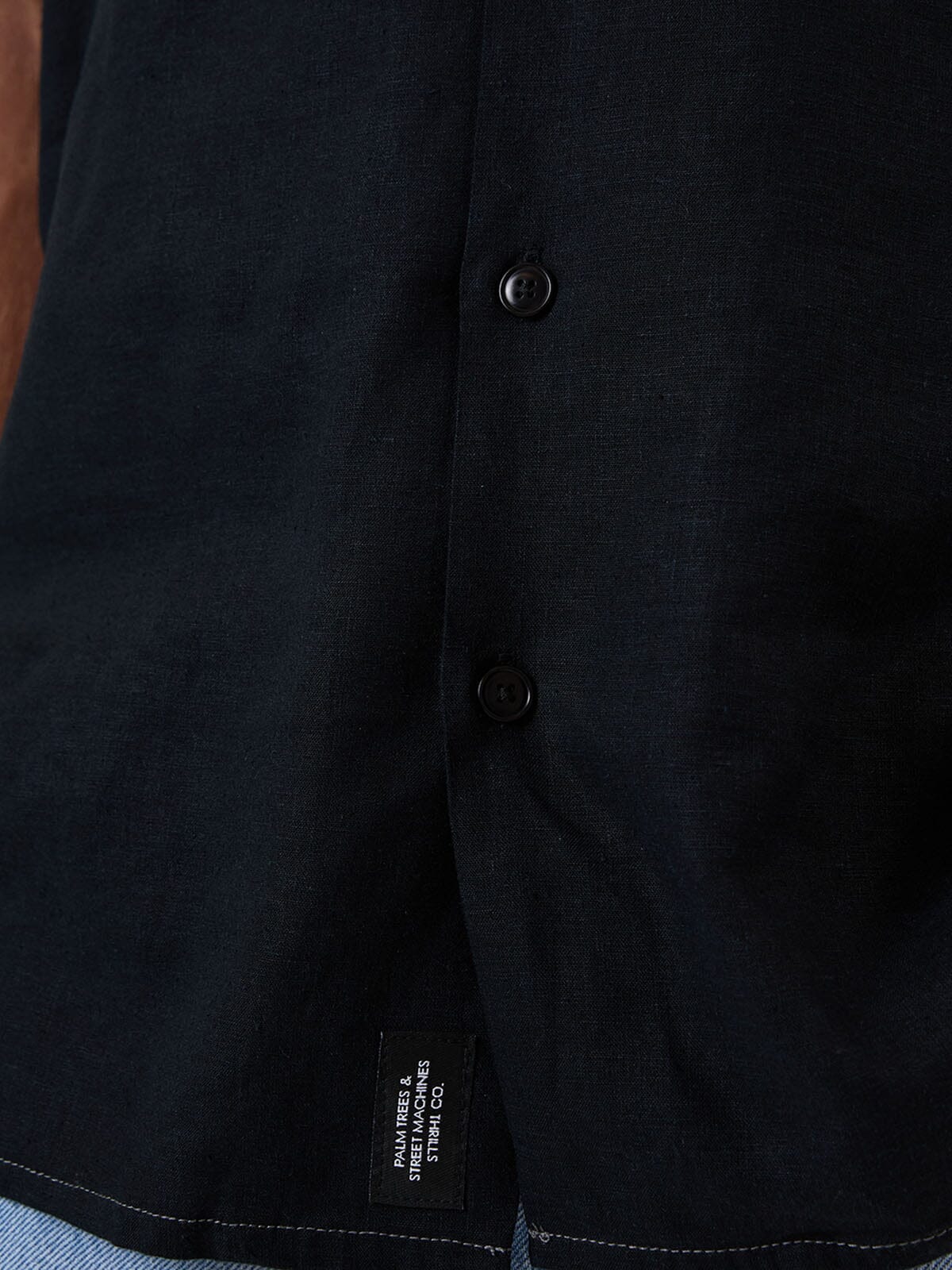 Hemp Minimal Thrills Contrast Stitch Bowling Shirt - Black - Grey Contrast XS