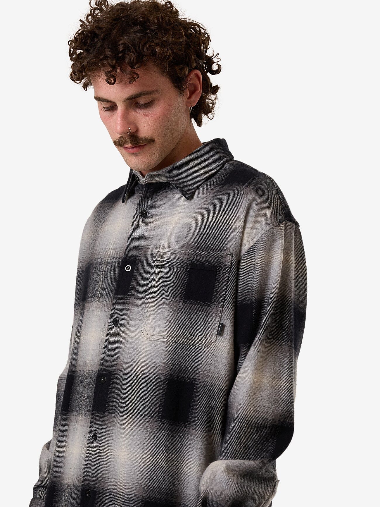 Barrio Long Sleeve Flannel Shirt - Black XS