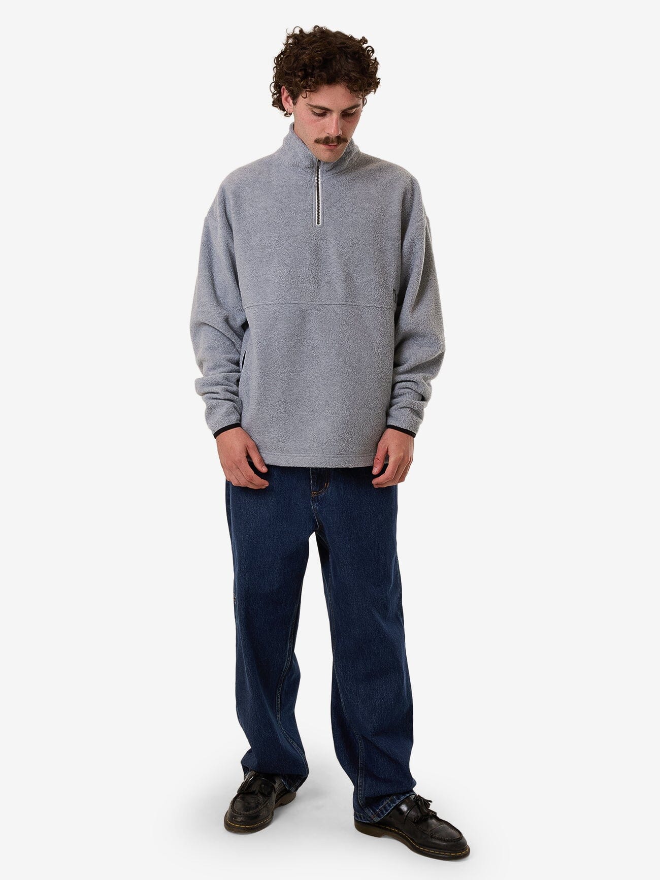 On The Range Quarter Zip Polar Fleece - White Marle XS