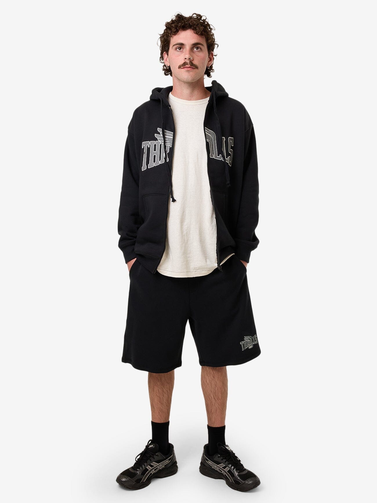 Born To Fly Zip Hood Fleece - Washed Black XS