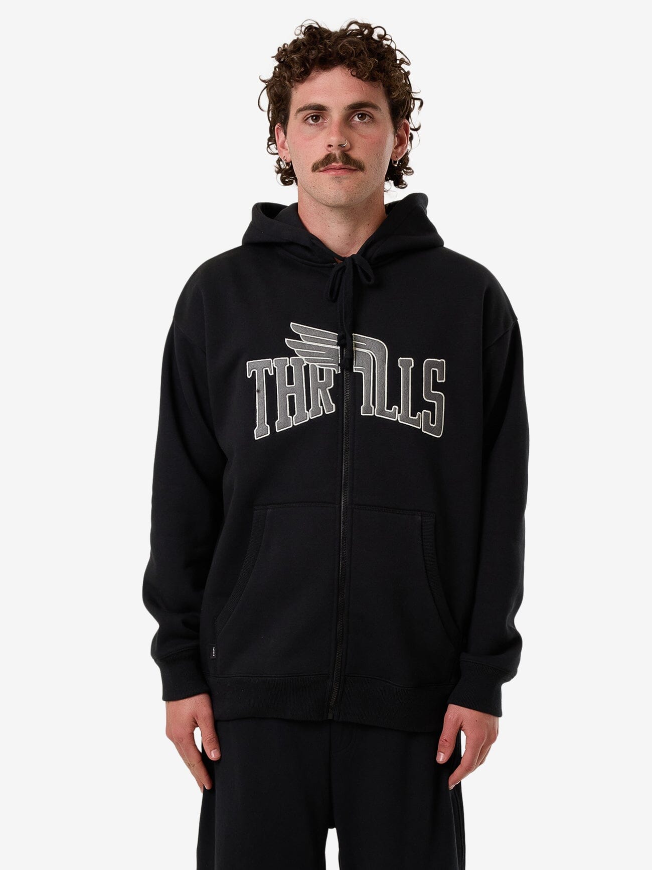 Born To Fly Zip Hood Fleece - Washed Black XS