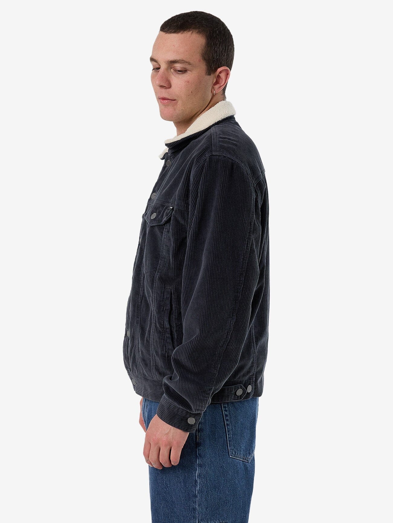 Oversized Sherpa Wanderer Denim Jacket - Asphalt Grey XS