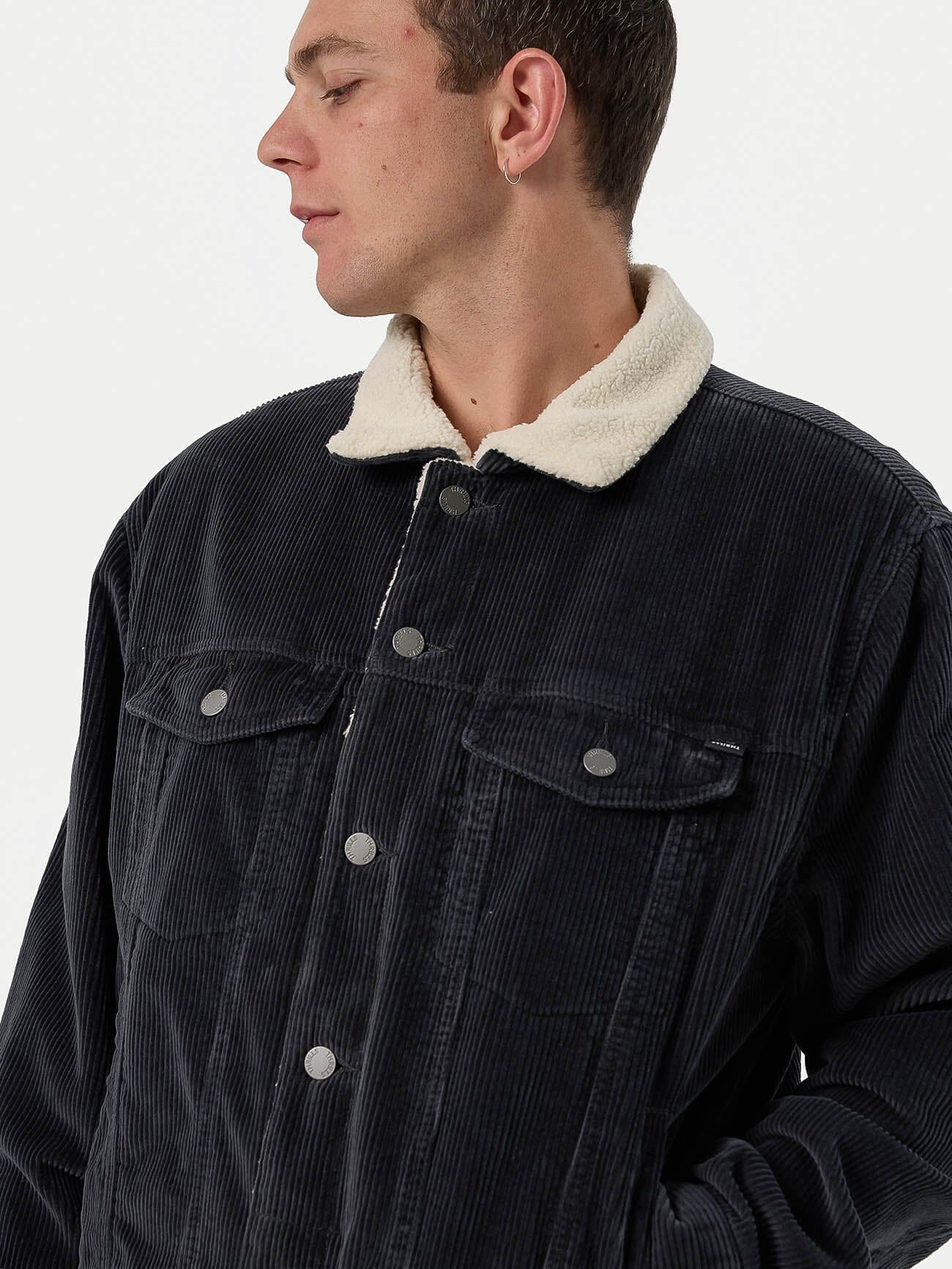 Oversized Sherpa Wanderer Denim Jacket - Asphalt Grey XS