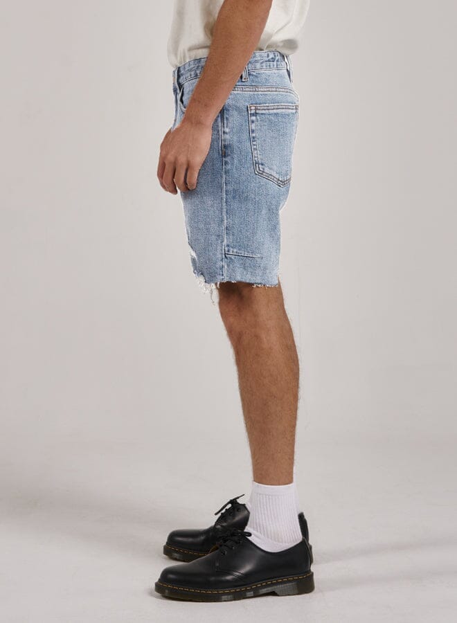 Destroyed Bones Denim Short - Ash Blue
