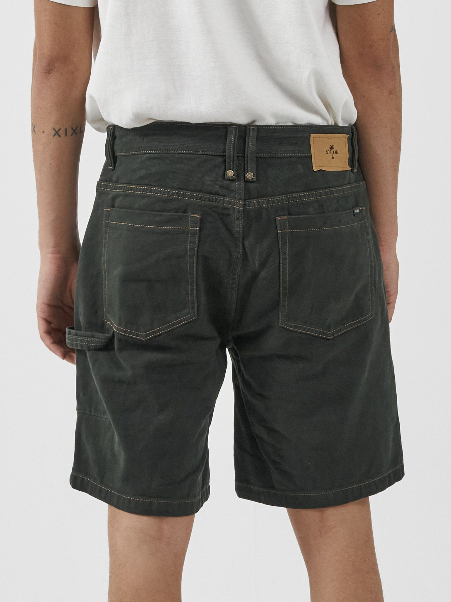 Slacker Denim Short - Oil Green-Tobacco