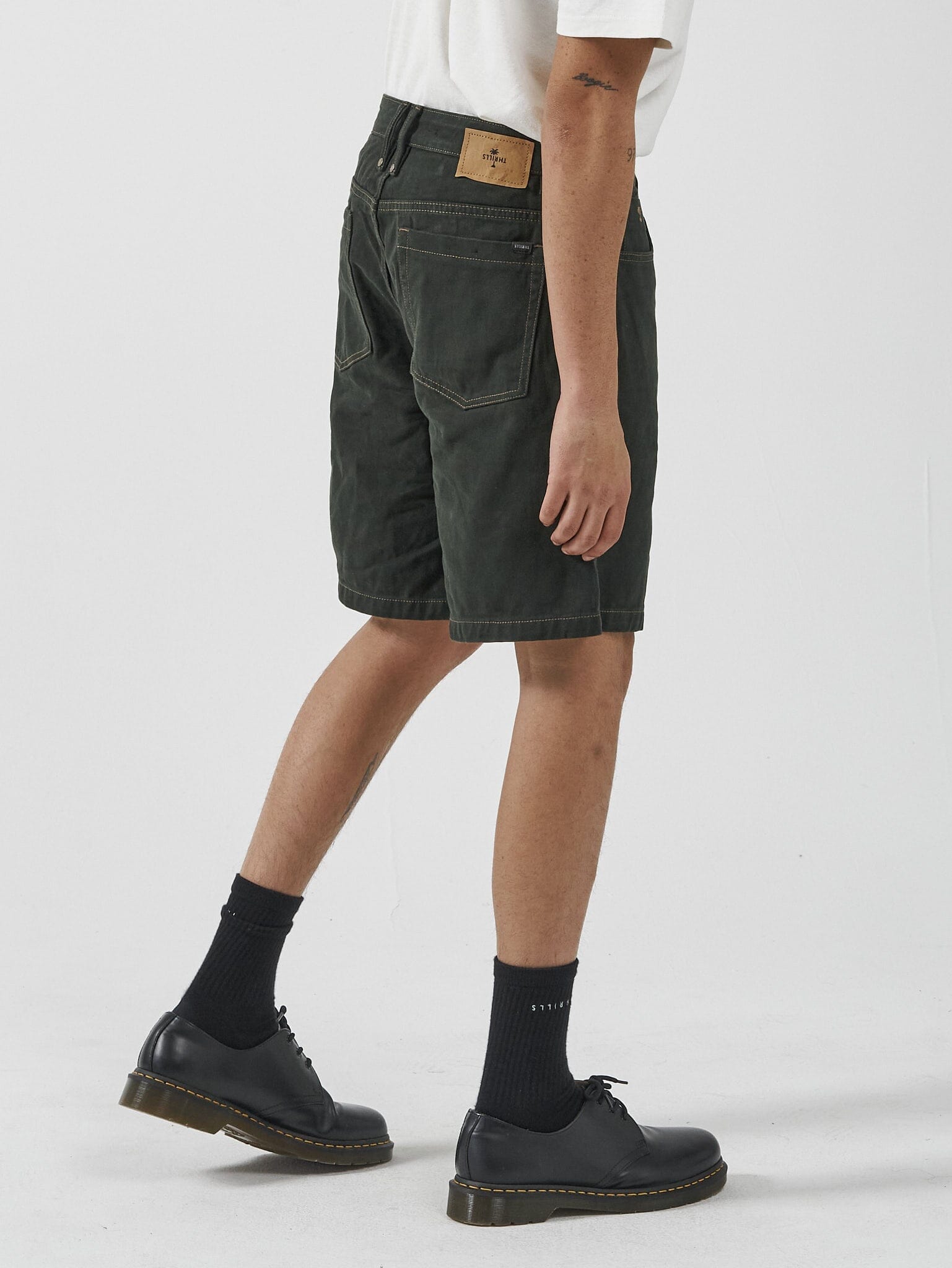Slacker Denim Short - Oil Green-Tobacco