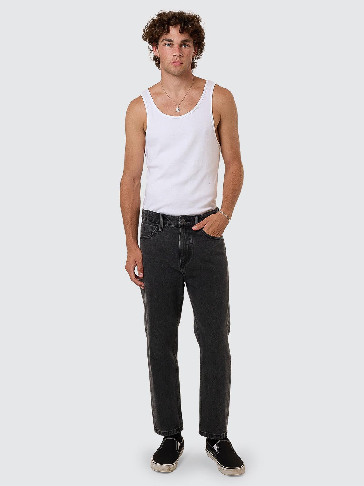 Chopped Denim Jean - Ash Black 26