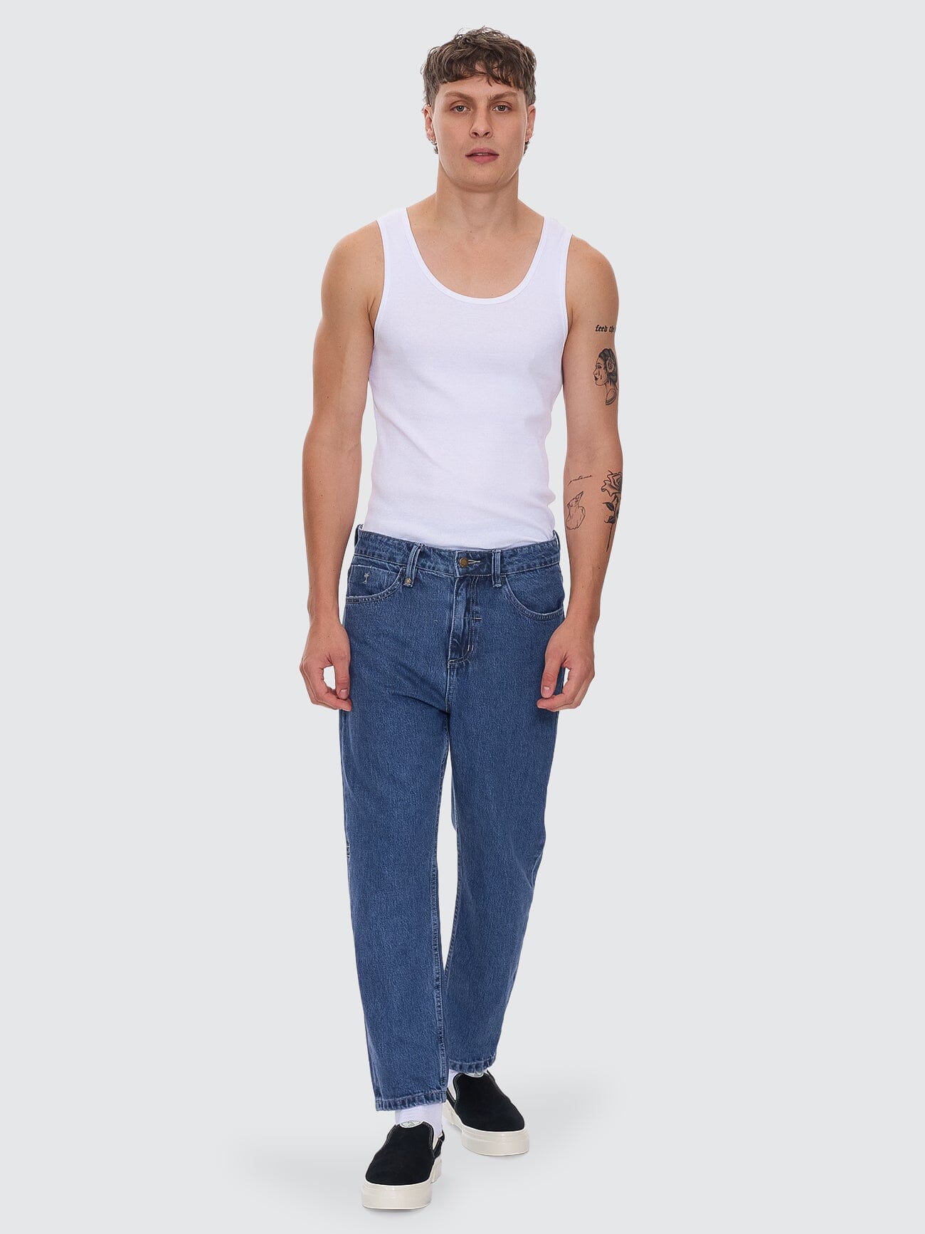 Chopped Straight Cropped Denim Jean - Vintage Rinse Blue 26