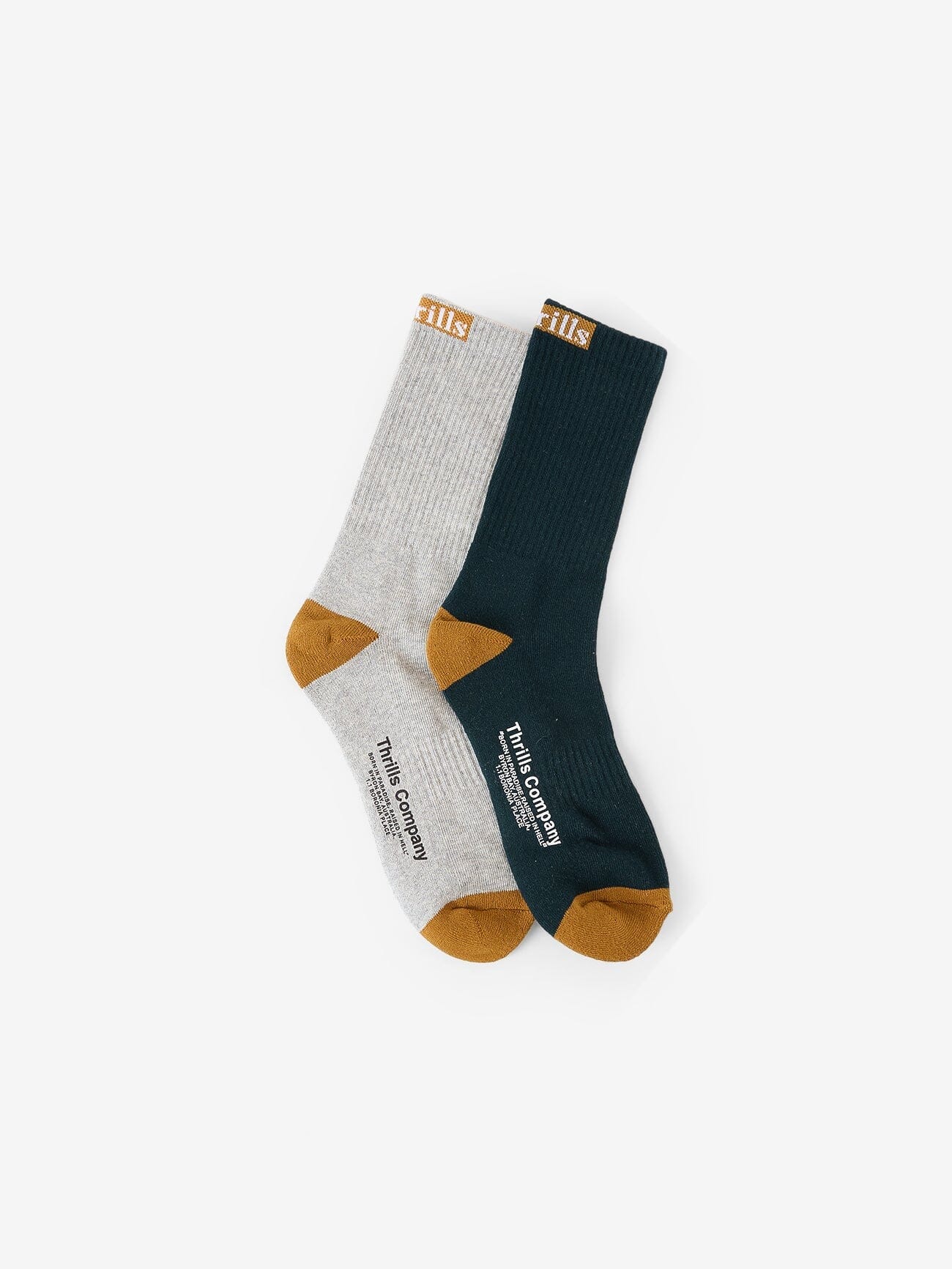 Thrills Workwear 2 Pack Sock - Grey Marle - Hunter Green