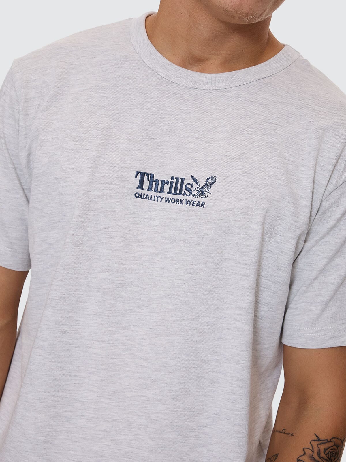 Thrills Workwear Embro Merch Fit Tee - White Marle