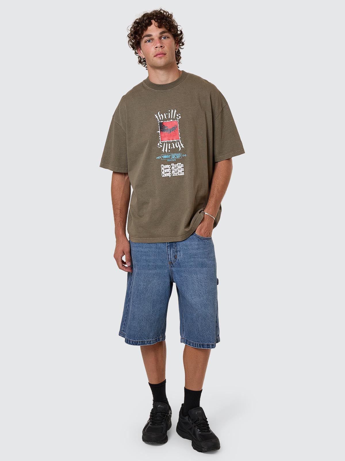 Cheap Thrills Box Fit Oversize Tee - Tarmac