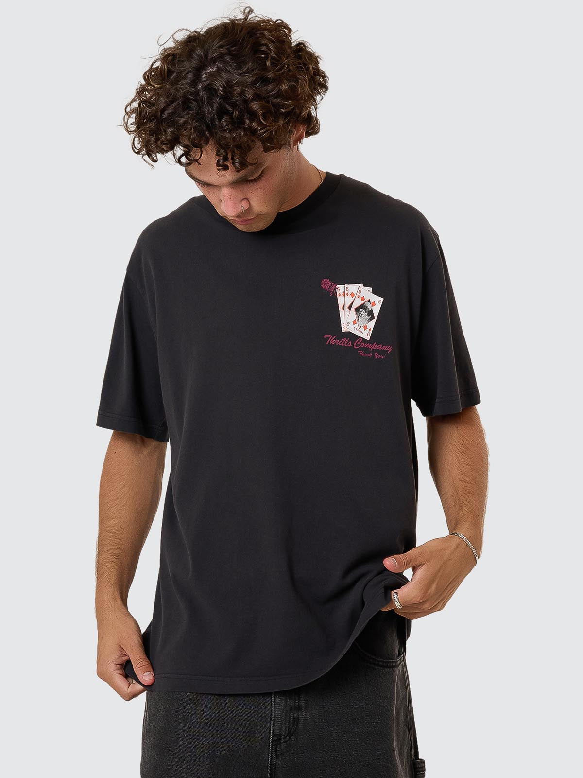 Appreciation Box Fit Cropped Tee - Washed Black XS
