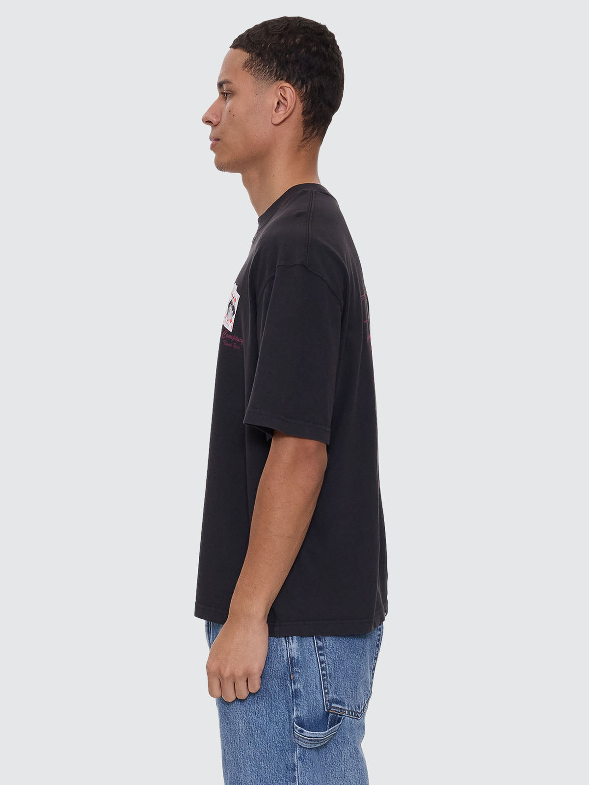 Appreciation Box Fit Oversize Cropped Tee - Washed Black