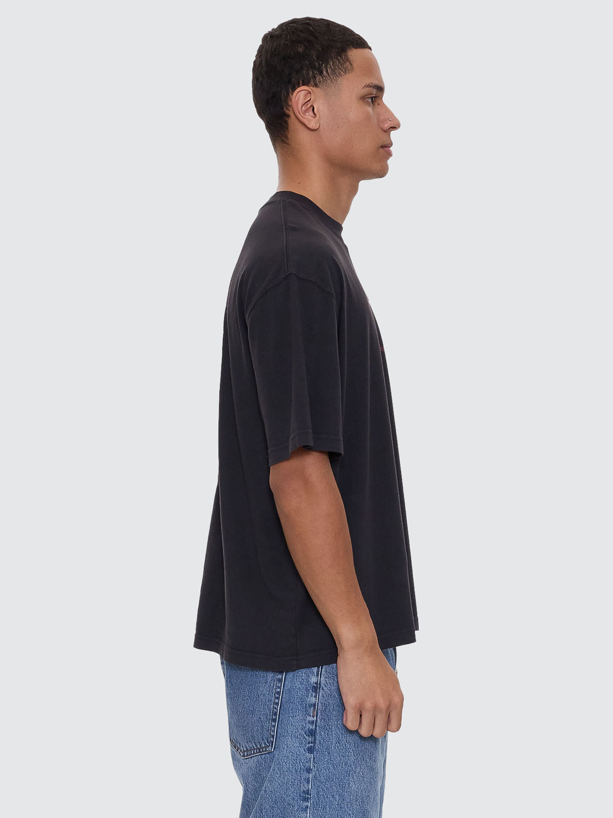 Appreciation Box Fit Oversize Cropped Tee - Washed Black