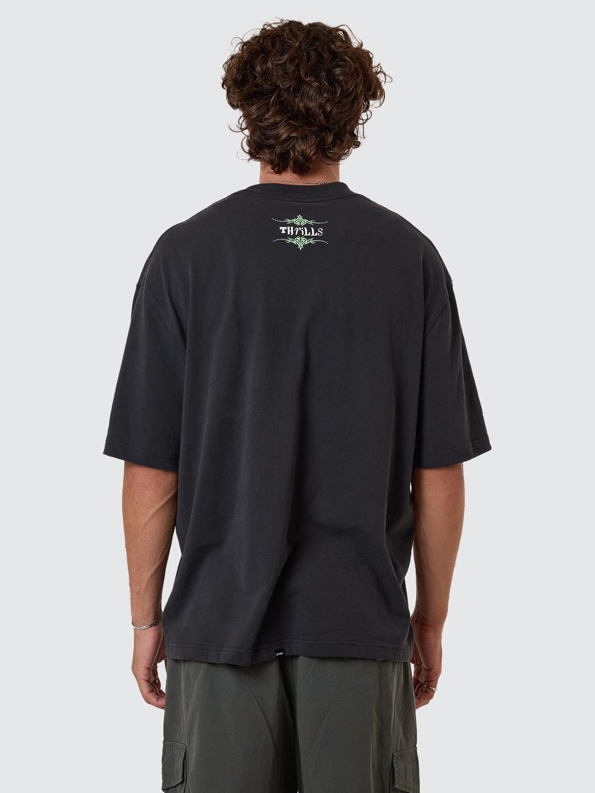 Transmission Box Fit Oversize Cropped Tee - Washed Black XS