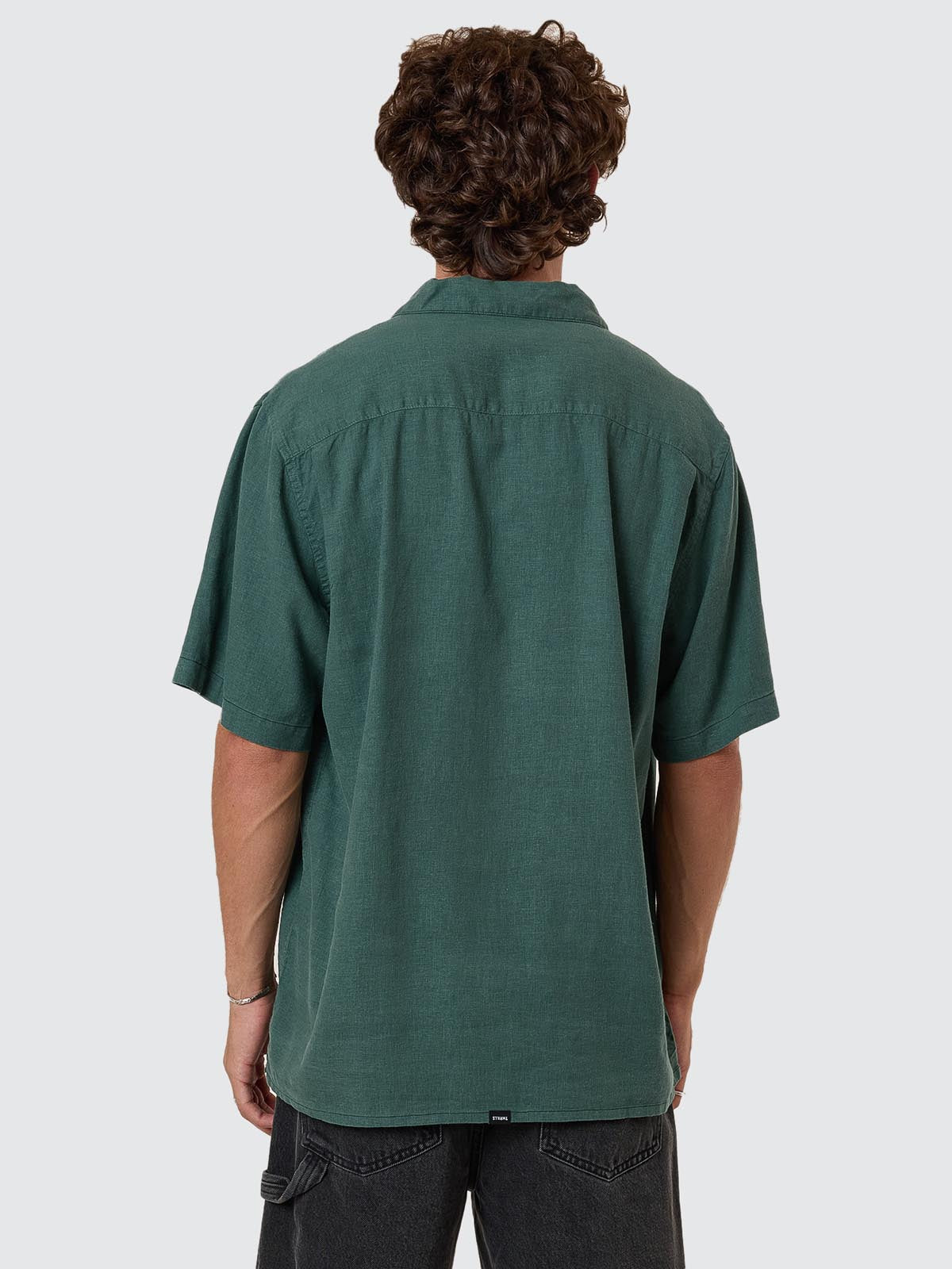 Hemp Minimal Thrills Contrast Stitch Bowling Shirt - Sea Pine XS