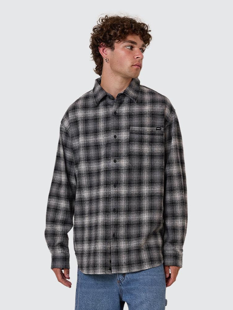Barrio Long Sleeve Flannel Shirt - Black XS