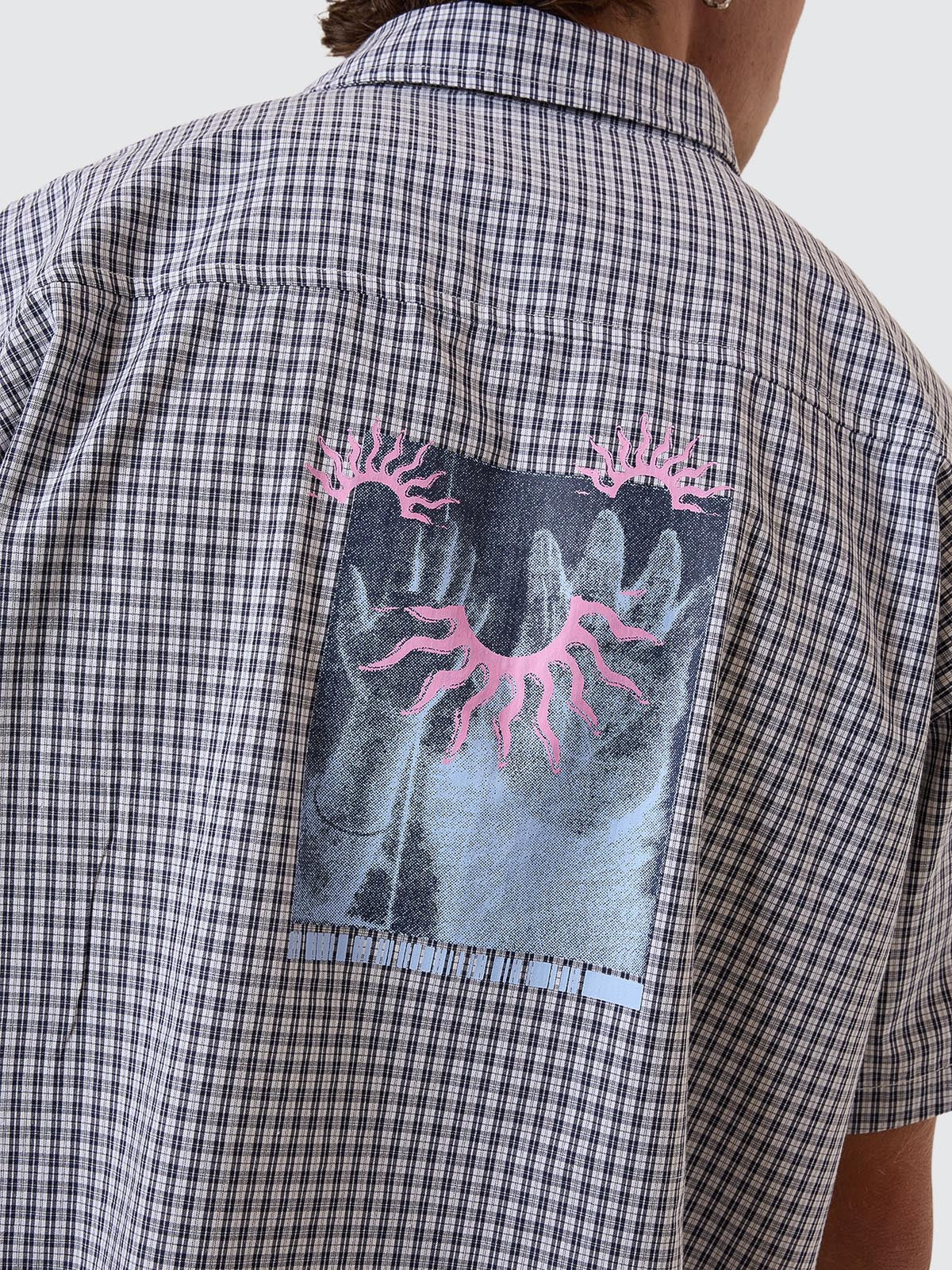 Transmission Short Sleeve Cropped Shirt - Navy XS