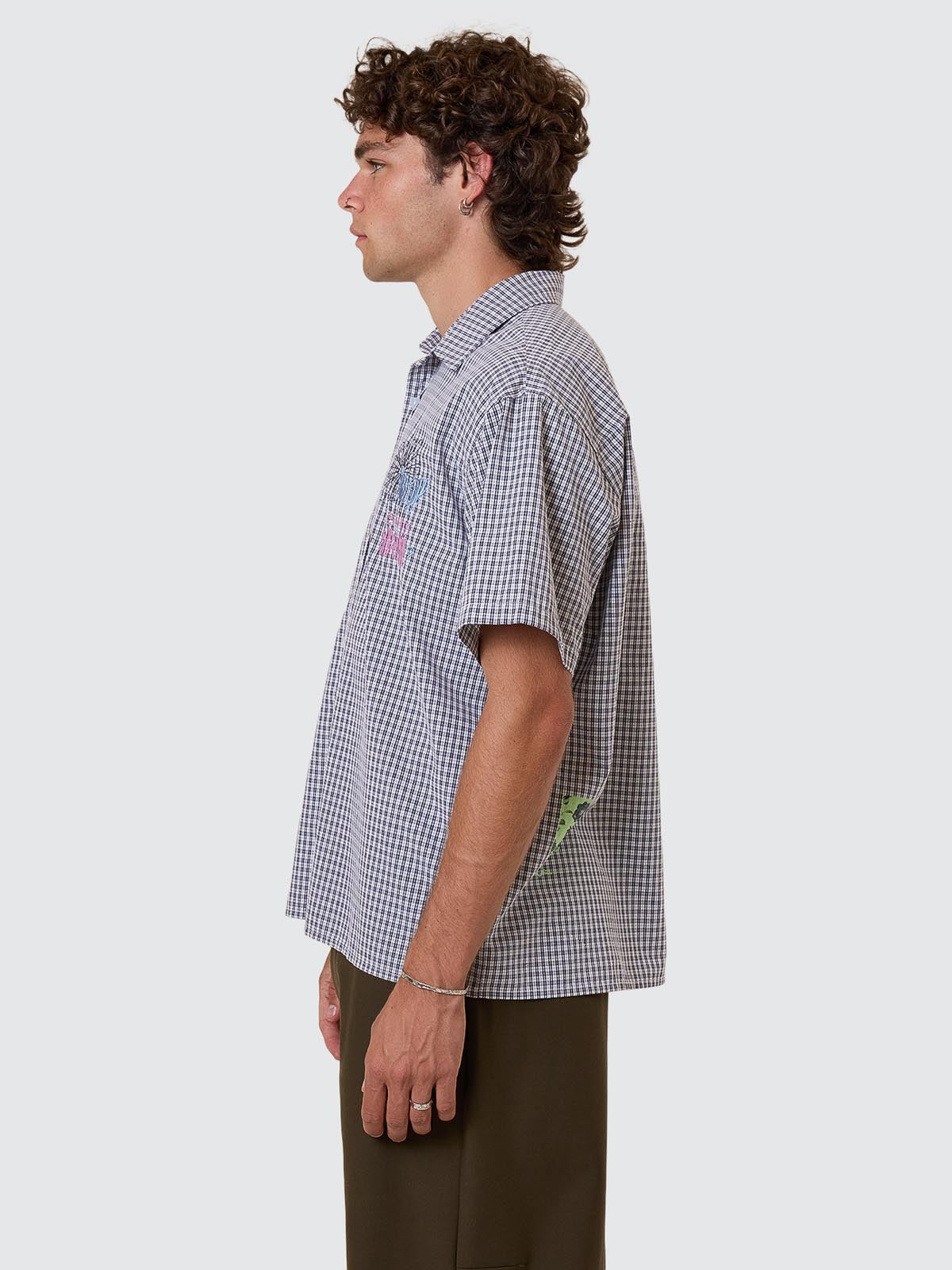 Transmission Short Sleeve Cropped Shirt - Navy XS