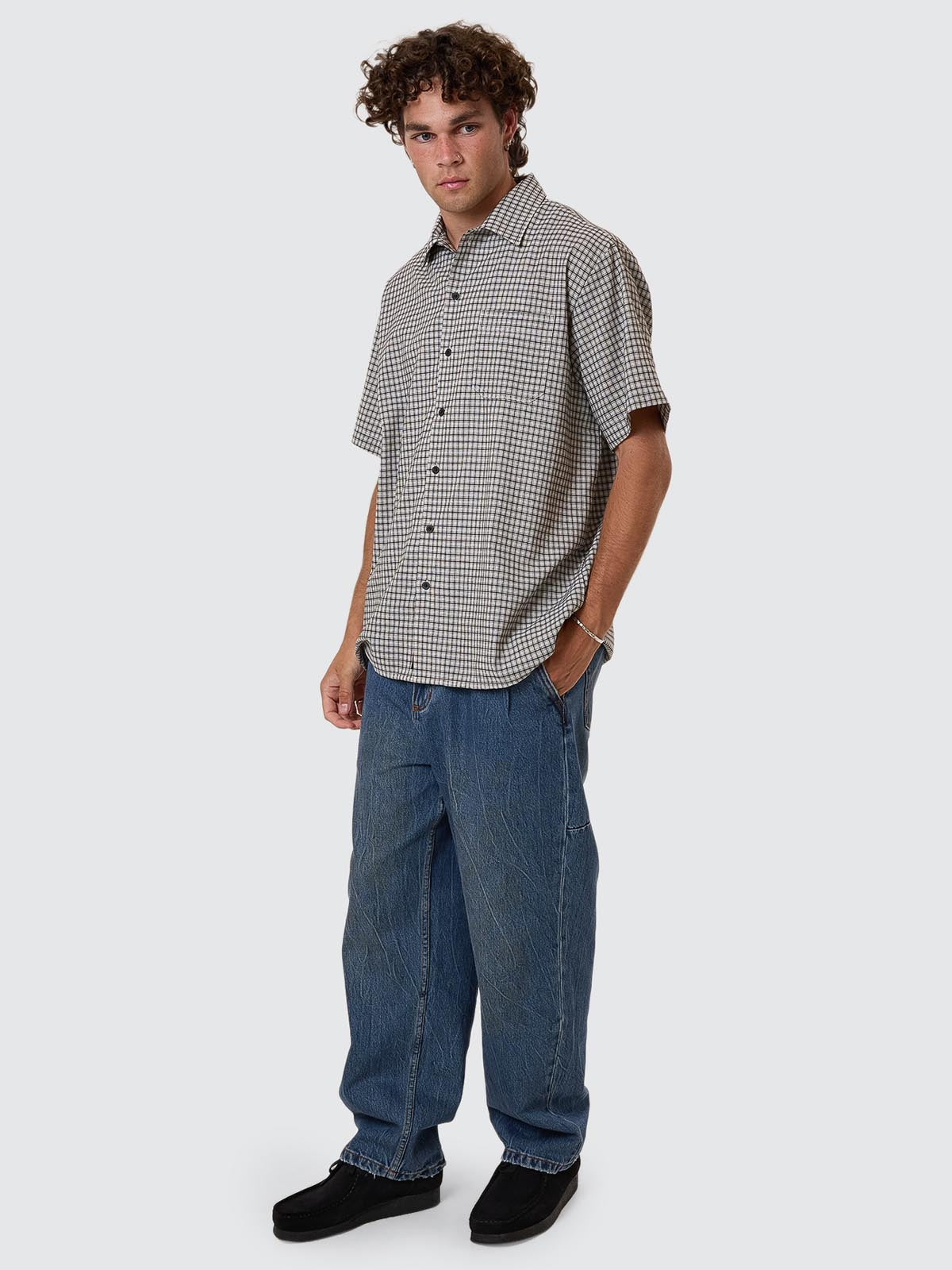 Big Slacker Pleat Denim Jean - Vanish Mid Blue 26
