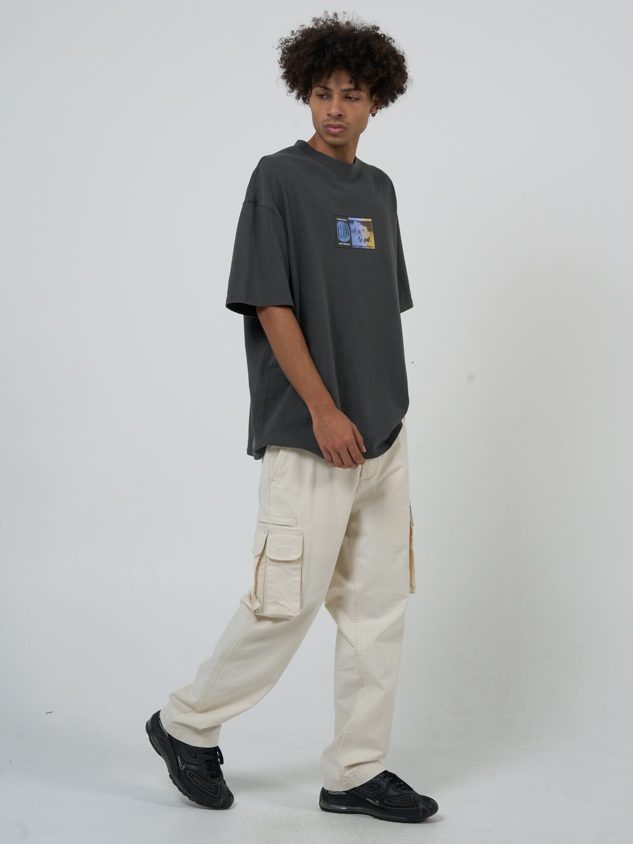 Actions Not Words Box Fit Oversize Tee - Merch Black