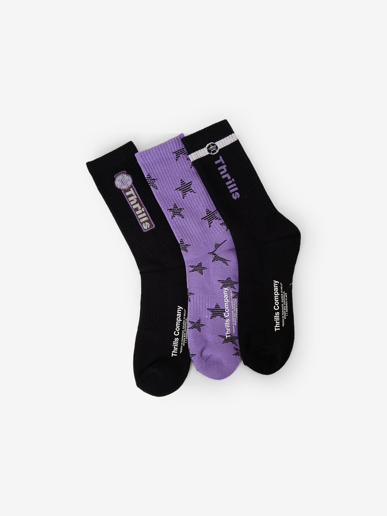 Gazed 3 Pack Sock - Black - Violet Tulip - Black One Size
